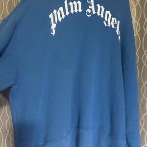 Palm Angels XL blue sweatshirt curved logo crewneck spell out unisex streetwear